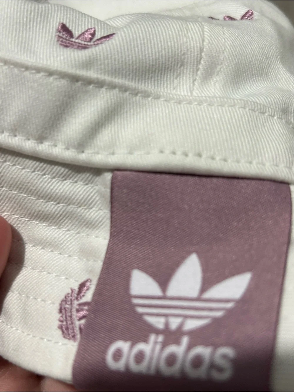 Adidas Logo Print White Bucket Hat